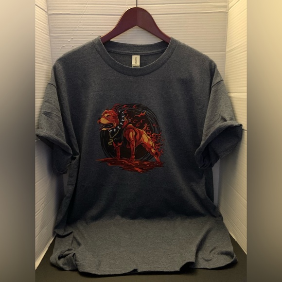 Everyone loves a tee shirt Flaming Pit bull - Picture 2 of 3